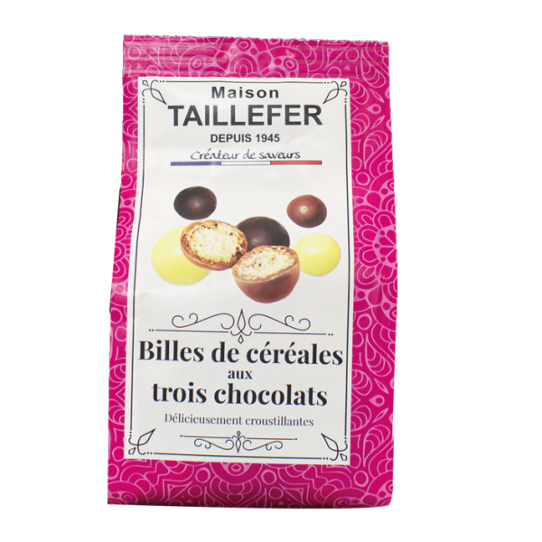 Billes de Céréales enrobées aux trois Chocolats sachet 75g