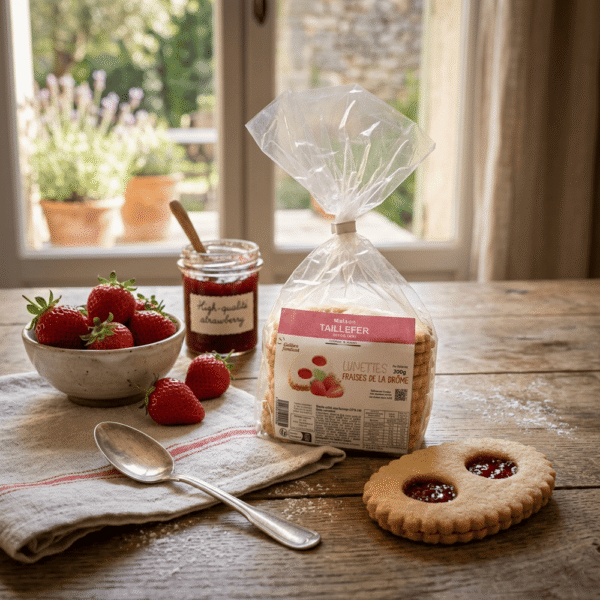 Strawberry-flavored shortbread cookies from the Drôme region, Maison Taillefer, 300g