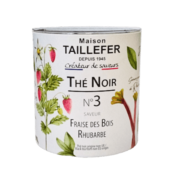 Thé Noir Fraise des Bois Rhubarbe en vrac Maison Taillefer