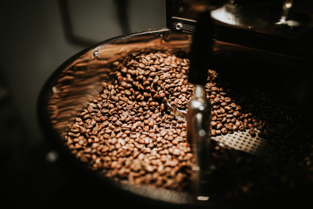 Authentic roaster Maison Taillefer, beans in the roaster
