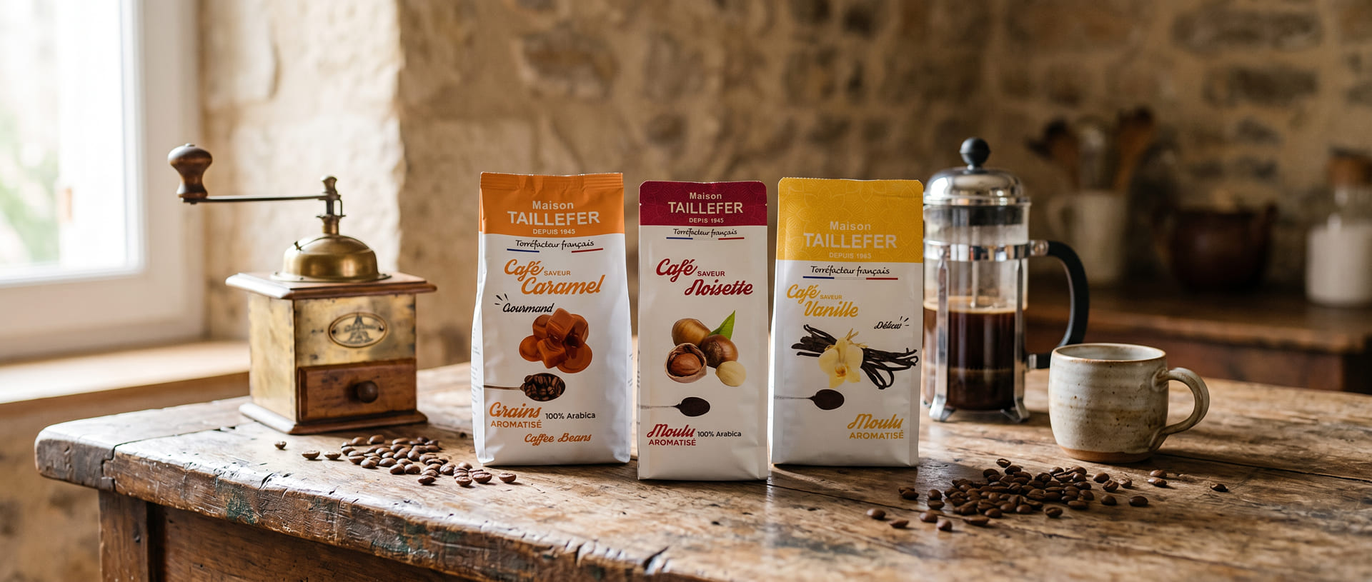 Selection of Flavored Coffees, Authentic Roaster Maison Taillefer