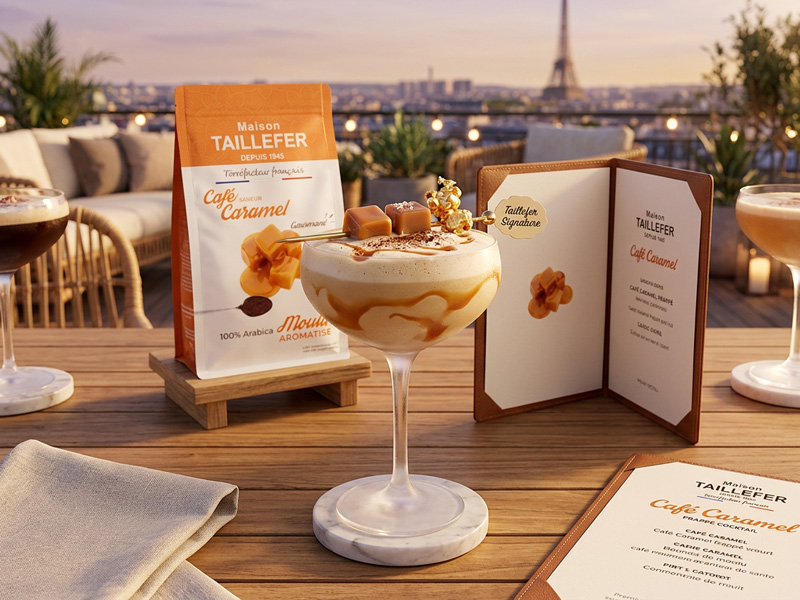 Cocktail à base de Café Aromatisé Maison Taillefer, Cafe Caramel Frappé