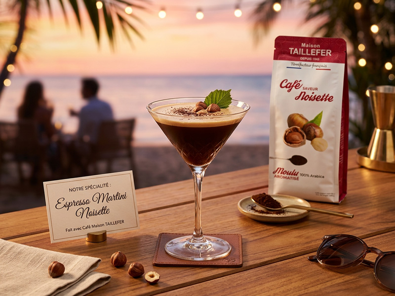 Cocktail Espresso Martini Noisette à base de Café Aromatisé Maison Taillefer