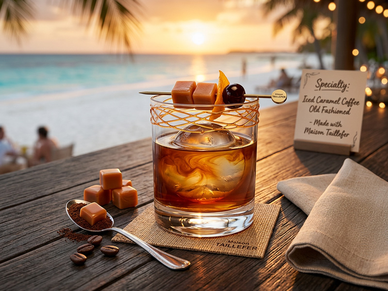 Cocktail Iced Caramel Coffee Old Fashioned à base de Café Aromatisé Maison Taillefer