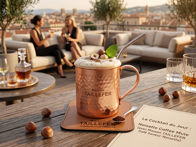 Cocktail à base de Café Aromatisé Noisette Maison Taillefer, Noisette Coffee Mule