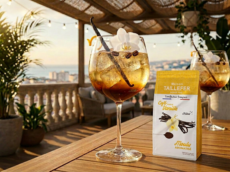 Cocktail Vanille Coffee Spritz à base de Café Aromatisé Maison Taillefer